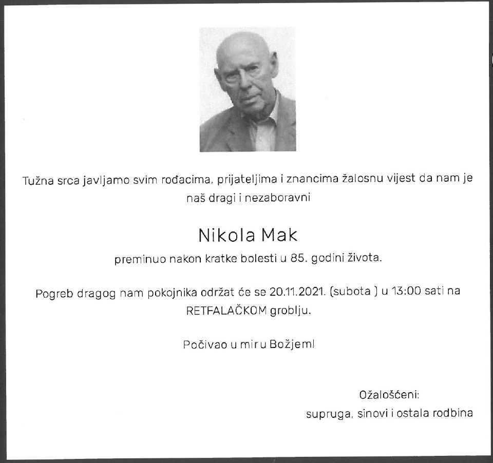 PREMINUO DUGOGODIŠNJI POTPREDSJEDNIK  SAVJETA ZA NACIONALNE MANJINE NIKOLA MAK